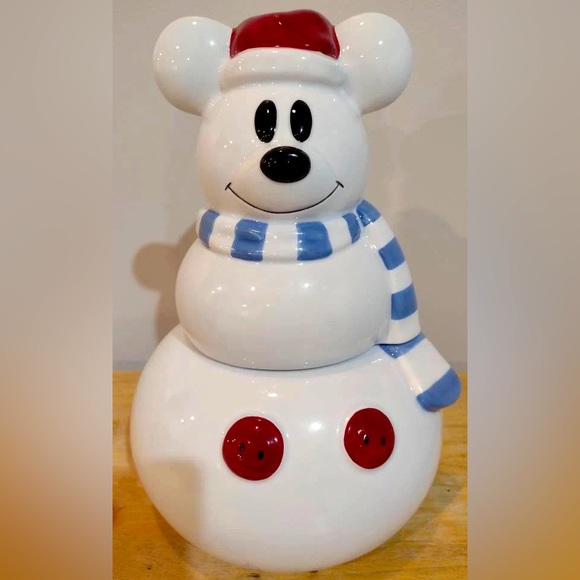 Mickey Mouse Snowman Holiday Christmas Cookie Jar